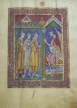 Albani-Psalter & Psalter der Christina von Markyate — S. 23 - Die Heiligen Drei Könige vor Herodes