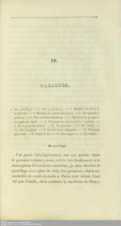IX. Variétes