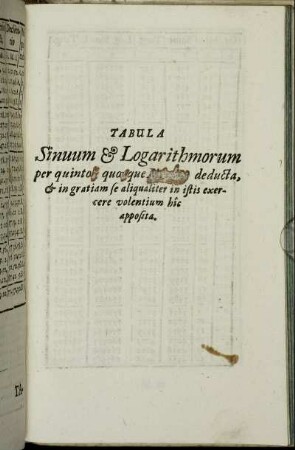 Tabula Sinuum & Logarithmorum ...