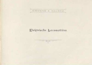 Elektrische Locomotiven