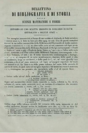 Intorno ad uno scritto inedito di Adelardo Di Bath intitolato "Regule Abaci".