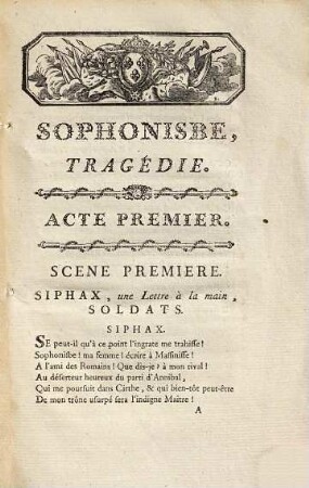 Sophonisbe : Tragedie De Mairet