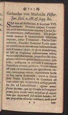 Gerhardus von Maßtricht Histor. Jur. Eccl.
