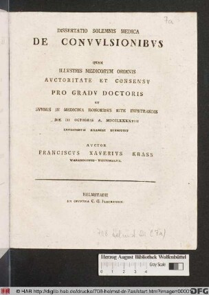 Dissertatio Solemnis Medica De Convvlsionibvs