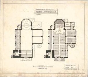 Dolmetsch, Heinrich; Stuttgart; Markuskirche - Grundriss EG; Emporen (Grundriss)