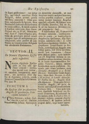 Sectio II. De Natura Dignitatis Episcopalis respectivè.