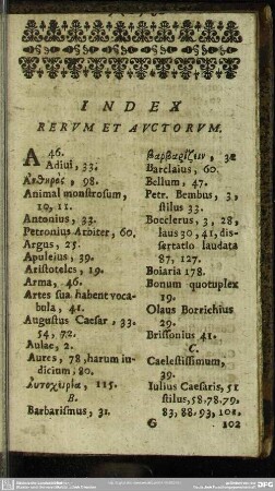 Index Rerum Et Auctorum