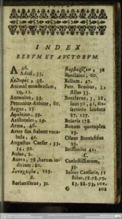Index Rerum Et Auctorum