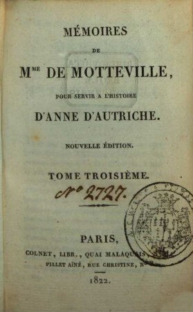 Mémoires de Mme de Motteville pour servir à l'histoire d'Anne d'Autriche, 3