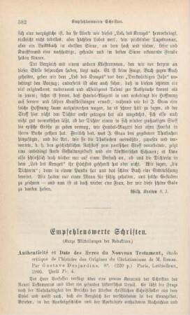 582-591 Empfehlenswerthe Schriften