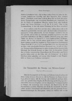 Zur Finanzpolitik der Herzöge von Holstein-Gottorf