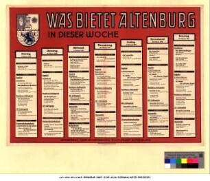 Originaltitel: Was bietet Altenburg in dieser Woche 7. Februar bis 13. Februar 1949 Mitgeteilt vom Städtischen Kulturamt Altenburg