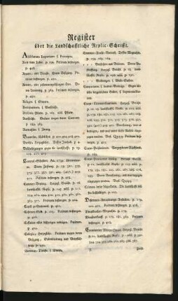 Register über die Landschafftliche Replic-Schrifft