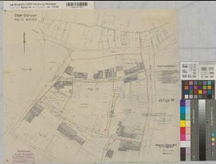 Münster (Münster) Oberverwaltungsgericht Lageplan mit Leitungsanschlüssen 1956 1 : 500 50 x 58 Pause mit Einzeichnung Stadtvermessungsamt Münster Regierung Münster Nr. 33923