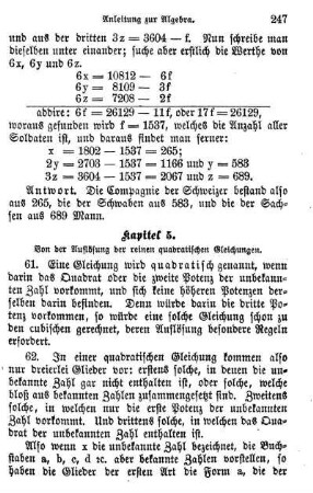 5. Von der Auflösung der reinen quadratischen Gleichungen.