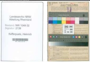 Entnazifizierung Heinrich Kefferpuetz , geb. 15.01.1901 (Angestellter)