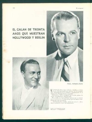 El galán de treinta años que muestran Hollywood y Berlín - Neil Hamilton y Willy Fri[t]sch