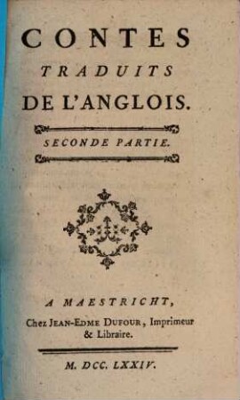 Contes Traduits De L'Anglois. 2