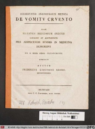 Dissertatio Inavgvralis Medica De Vomitv Crvento