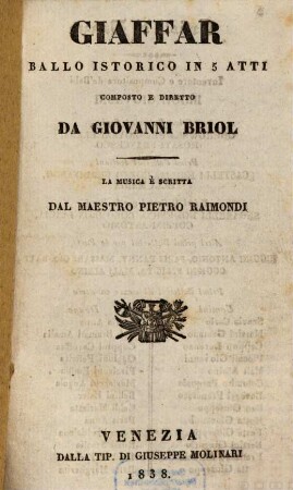 Giaffar : ballo istorico in 5 atti