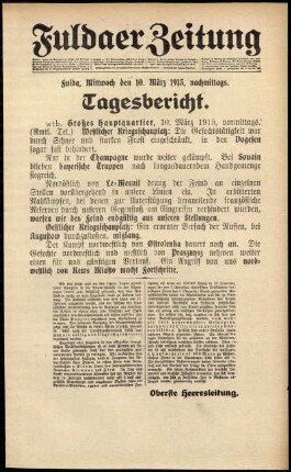 Zweite Ausgabe vom Mittwoch, den 10. März 1915.