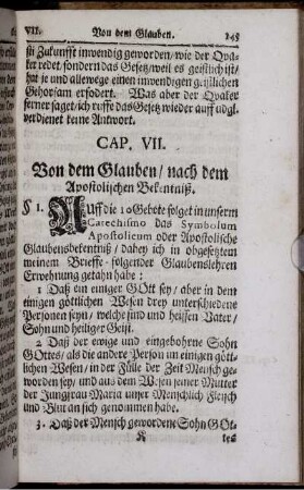 Cap. VII. Von dem Glauben/ nach dem Apostolischen Bekentniß.