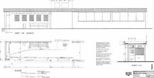 Rommelshausen: Bahnsteig 1 - Ansicht Gleisseite; Querschnitt A-A / Einheitsplan Bahnsteig Einhausung