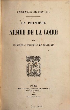 Campagne de 1870-1871 : La première Armée de la Loire
