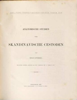 Anatomische Studien über skandinavische Cestoden : Inaugural-Dissertation