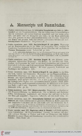 A. Manuscripte und Stammbücher (Nr. 1 - 17)