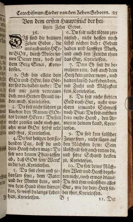 Von dem ersten Hauptstück der heiligen Zehn Gebot.