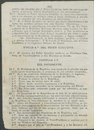Capítulo 1.° - Del Presidente.