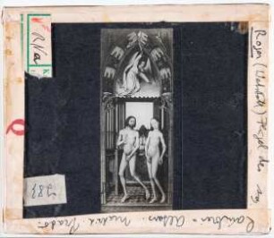 Rogier van der Weyden (Werkstatt): Adam und Eva, Vertreibung aus dem Paradies, Altarflügel. Madrid, Prado
