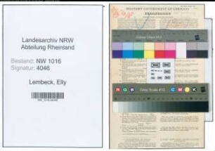 Entnazifizierung Elly Lembeck , geb. 19.02.1909 ()