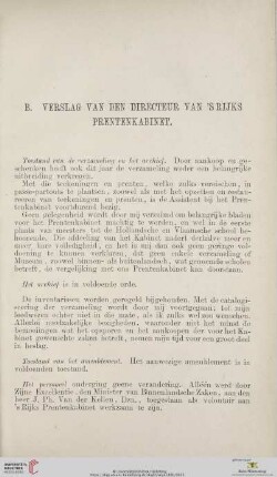 B. Verslag van den directeur van's Rijks Prentenkabinet
