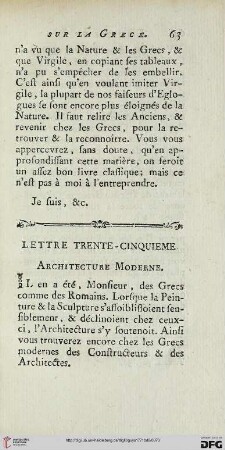 Lettre trente-cinquième: Architecture moderne