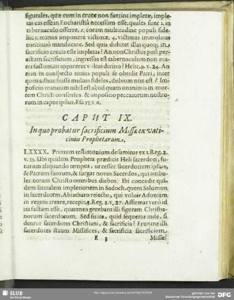 Caput IX. In quo probatur sacrificium Missae ex vaticinis Prophetarum