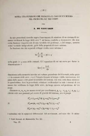 Sopra una funzione che presenta il caso di un minimo nel problema de tre corpi.