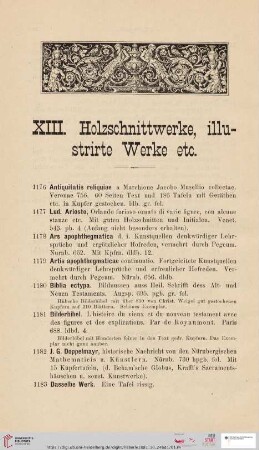 XIII. Holzschnittwerke, illustrierte Werke etc. (Nr. 1130-1208)
