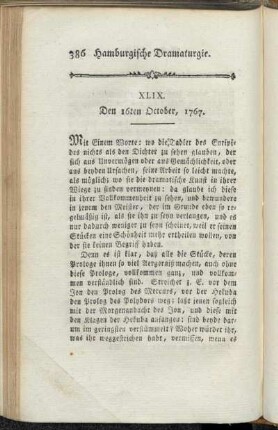 XLIX. Den 16ten October, 1767
