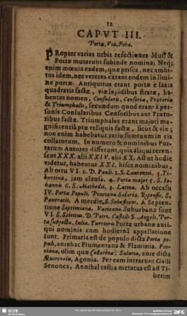 Caput III. Porta, Viae, Fora