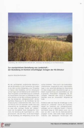Zur manipulativen Gestaltung von Landschaft : der Bückeberg im Kontext einschlägiger Anlagen der NS-Diktatur