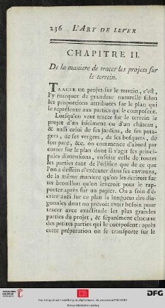 Chapitre II. De la maniere de tracer projets sur le terrein