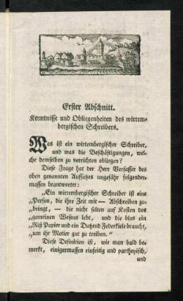 13-22, Erster Abschnitt. Kenntnisse und Obliegenheiten des wirtembergischen Schreibers.