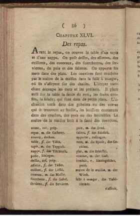 Chapitre XLVI. Des repas. - Chapitre L. Des instrumens météorologiques.