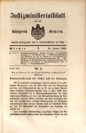 Justizministerialblatt für den Freistaat Bayern. 3, 3. 1865