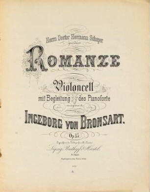 Romanze für Violoncell mit Begleitung des Pianoforte : Op. 15