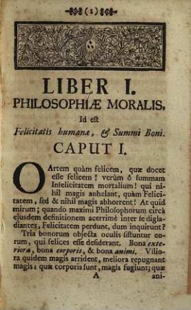 Emmanuelis Thesauri Comitits, & Magnae Crucis Equitis SS. Mauritii & Lazari, Patritii Taurinensis Philosophia Moralis derivata ex alto fonte magni Aristotelis Stagiritae : opus Historicum & Politicum, non tam Scholasticè Philosophicum, quam Rhetoricè Floridum, ac summoperè jucundum; Exhibens Quidquid Antiquas vel Veridica vel Fabulosa, Graeca praefertim & Romana celebrat memorabile In Virtutibus & Vitiis, in Litteris & Armis, in Dictis & Factis; Stylo brevissimum, amplissimum Sensu & numerosis Editionibus comprobatum. Ex Idiomate Italo redditum Latinè à P. A. U. D. U. J. AA. LL. & Phil. M. Profess. Publ. & Ord. in Universit. Wirceburg. Cum Privilegio Caesareo Speciali. Et Licentiâ Superiorum