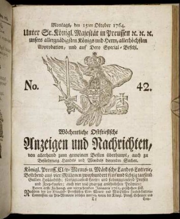 No. 42. Montags, den 15ten Oktober 1764.