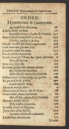 Index Hymnorum & Canticorum.
